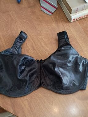 Bali Black Satin Full Coverage Underwire Bra